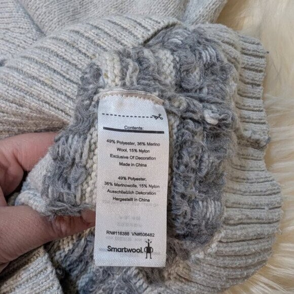 Smartwool Light Grey Patterned Wool Blend Crewneck Sweater Women Size Medium - Picture 7 of 8